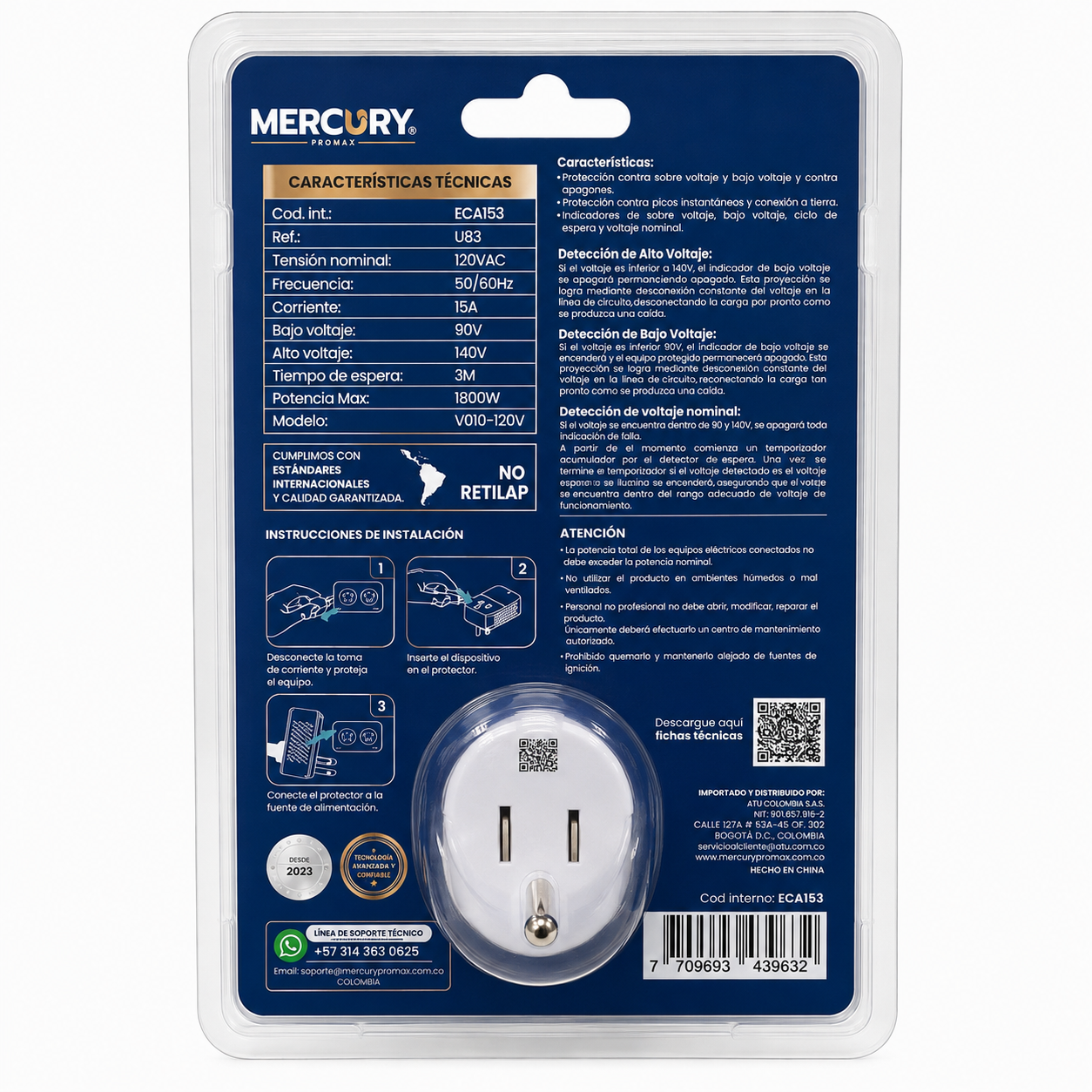 Protector de Voltaje 15A Mercury