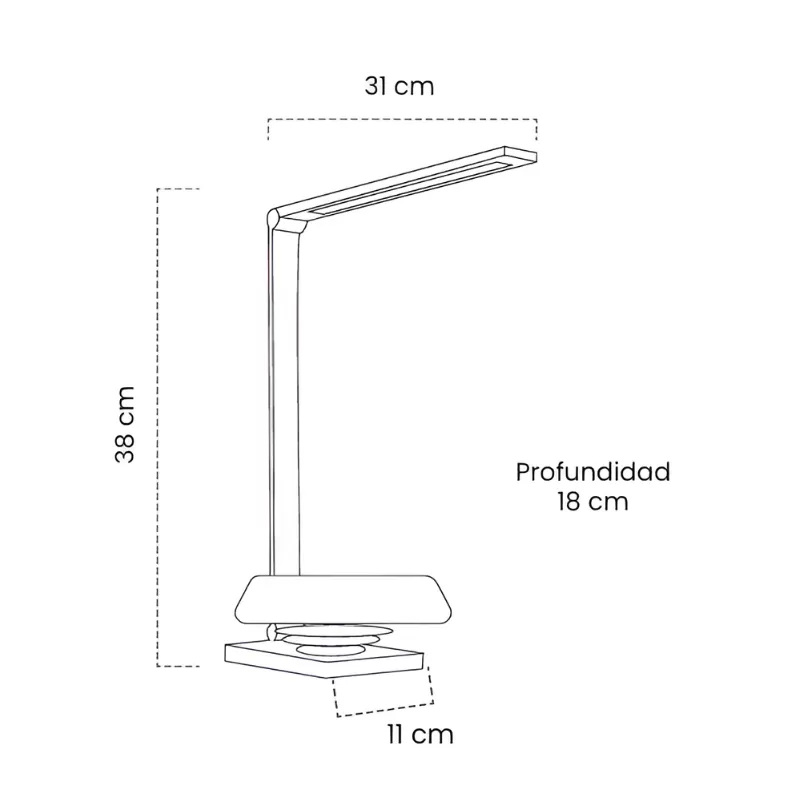 Lámpara de Escritorio Blanca 5W con Carga Inalámbrica