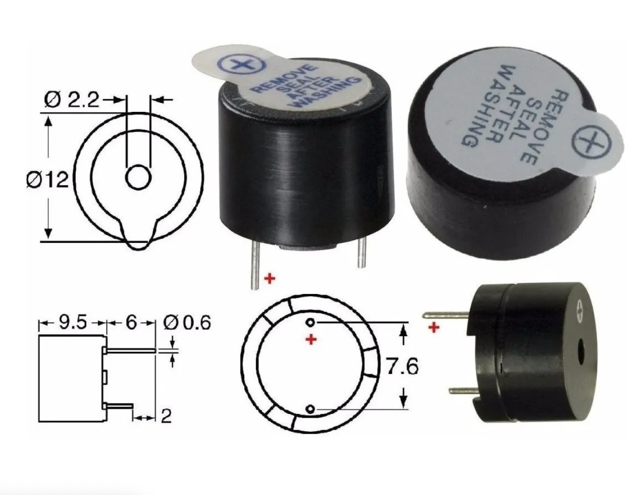 BUZZER 12V 2 PINES
