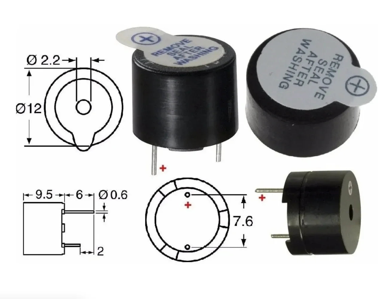 BUZZER 12V 2 PINES