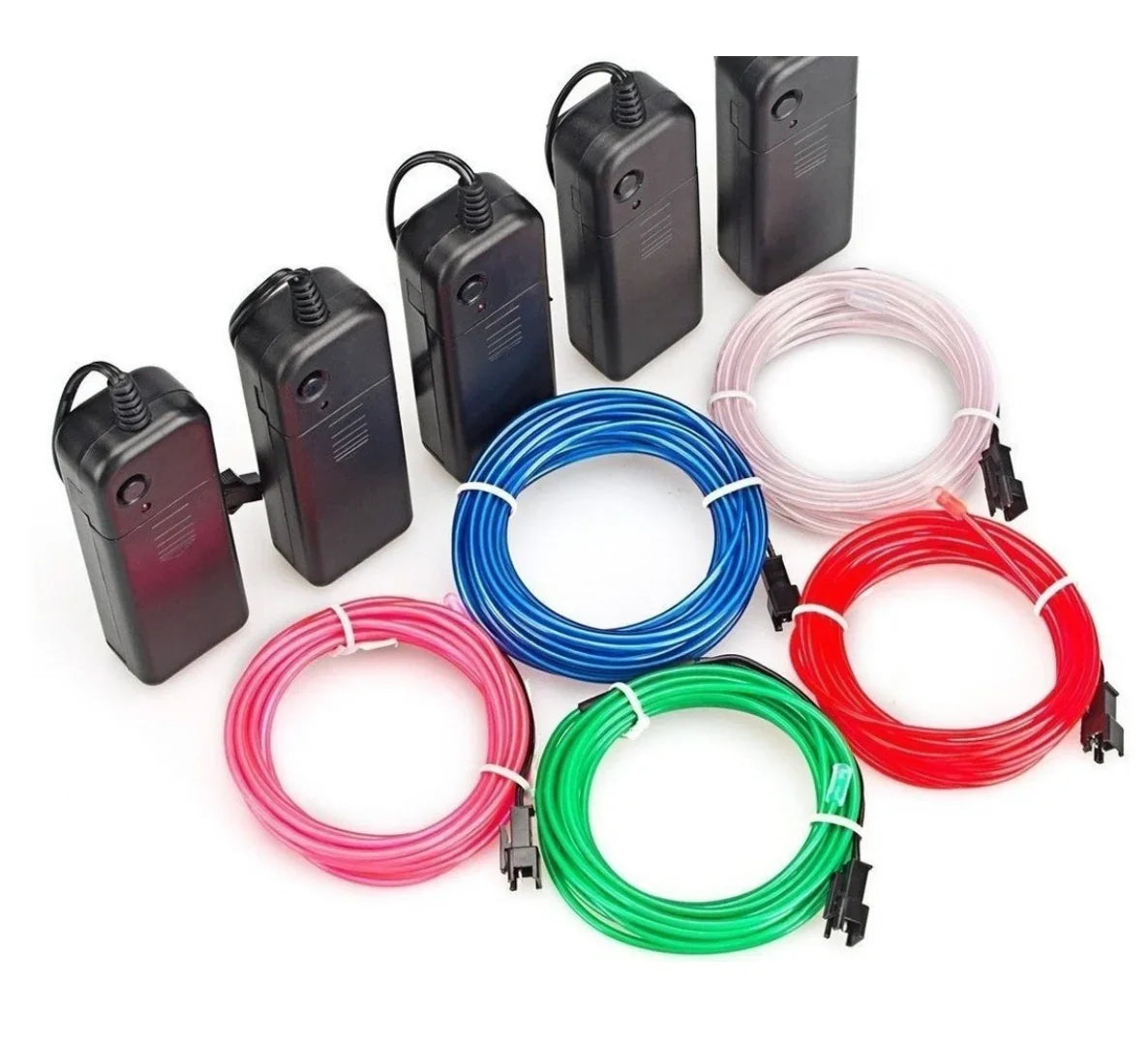 HILO LUMINOSO NEON DE PILA 3MT ROJO C/U