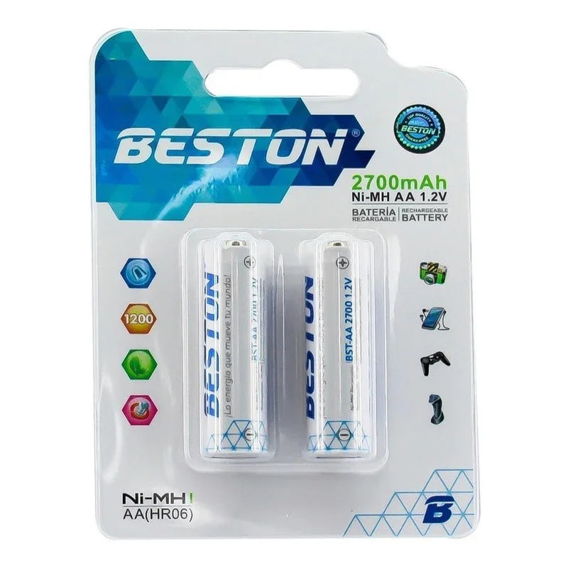 Pila Recargable Beston AA X2 2700 Mah