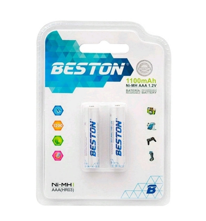 Pilas Recargables Aaa X2 Beston 1100 Mah