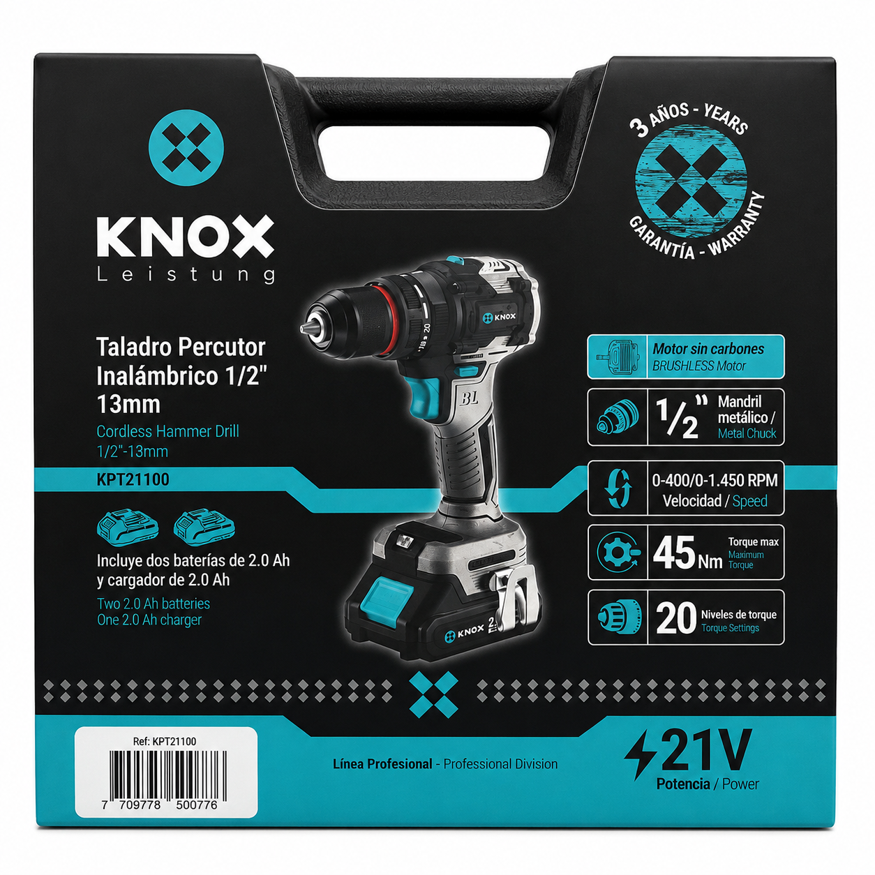 Taladro Percutor Inalámbrico 1/2" 21V