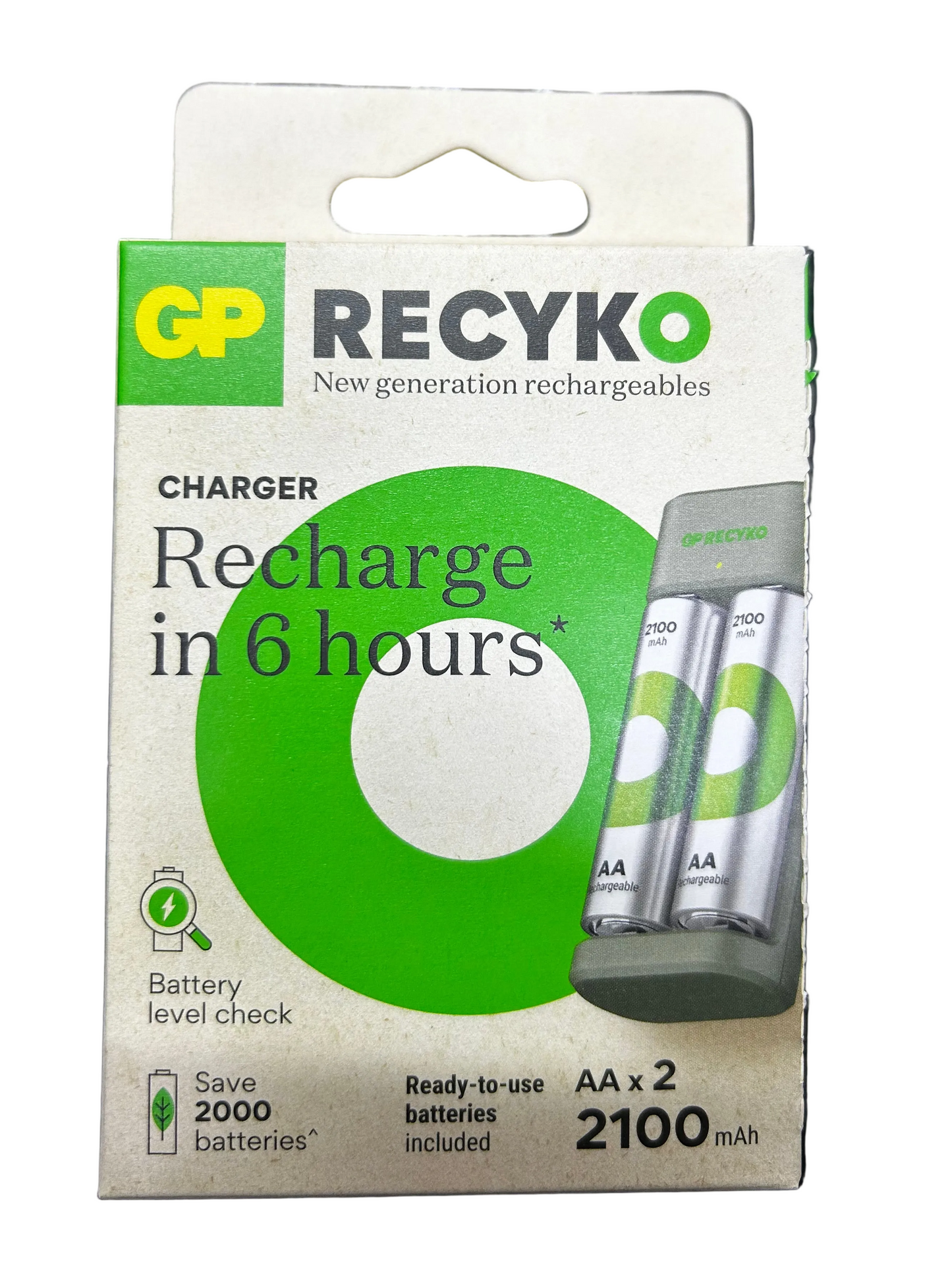 Cargador de Pilas + Pilas AA x2 GP 2100mAh