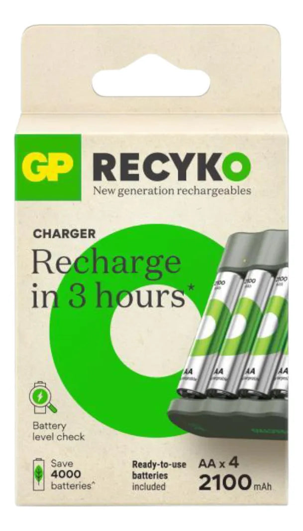 Cargador de Pilas + Pilas AA x4 GP 2100mAh