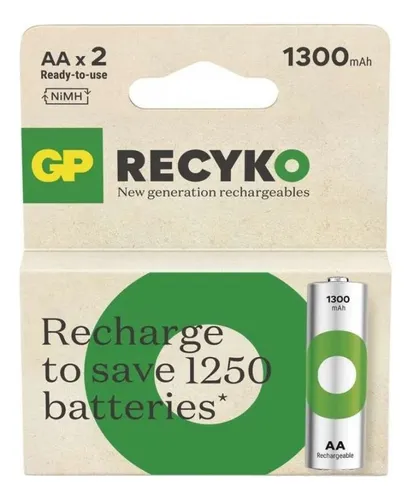 Pilas AA x2 Recargables GP 1300mAh