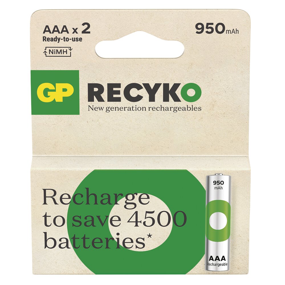 Pilas AAA x2 Recargables GP 950mAh